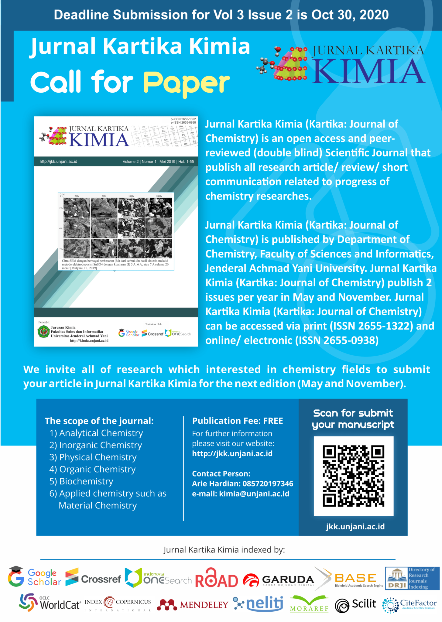 Call for Paper Jurnal Kartika Kimia: November Vol 3 No 2 ...